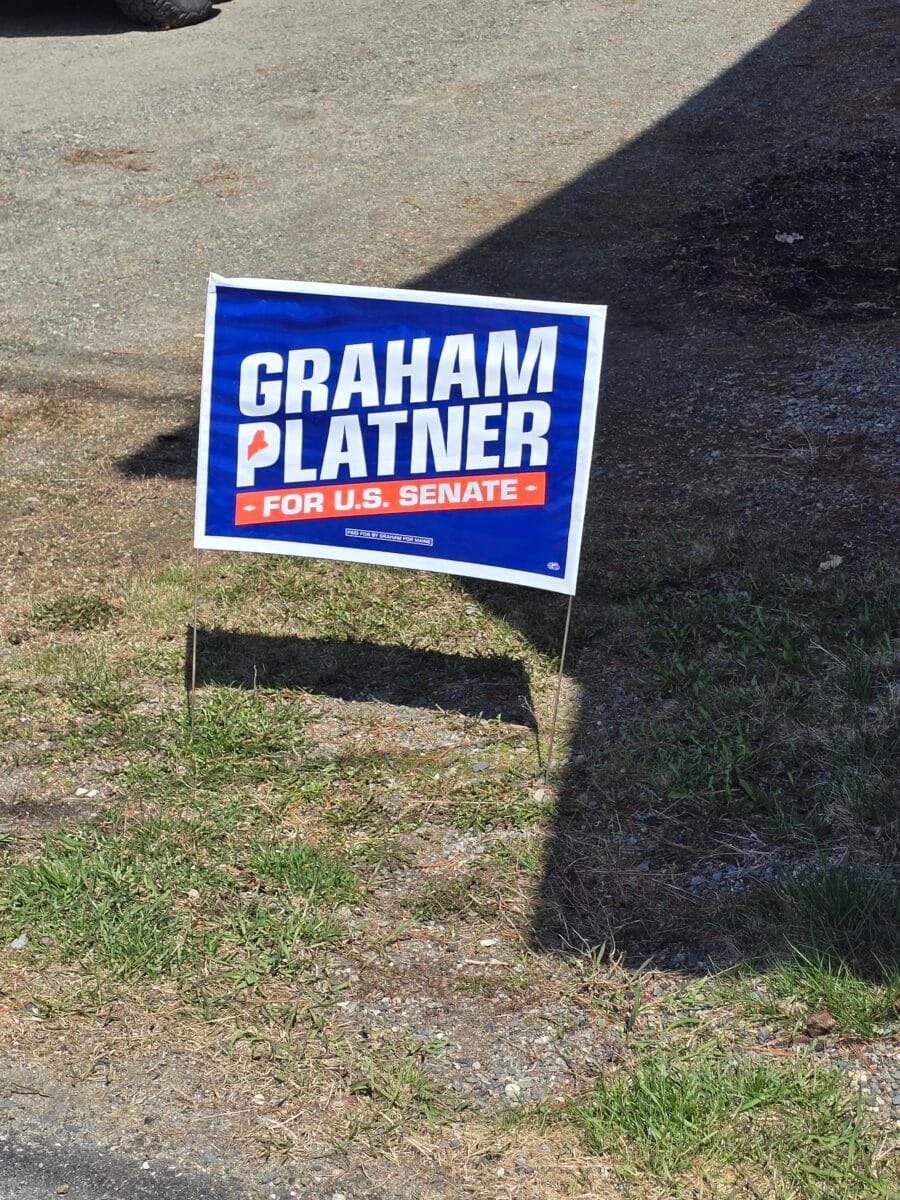 Graham Platner signs for us Senate in Maine in the 2026 election.