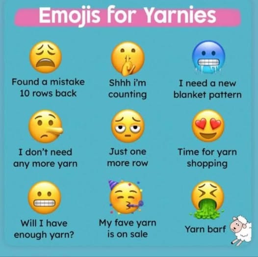 emois for knitting a cute knitting group near me group post on Facebook